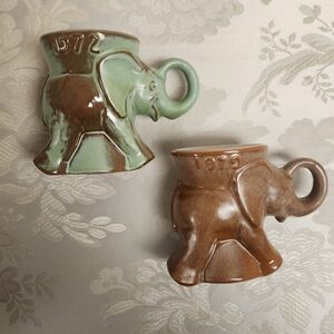 VTG Frankoma Pottery Elephant Mug GOP  1972 & 1979 Republican Election Mugs